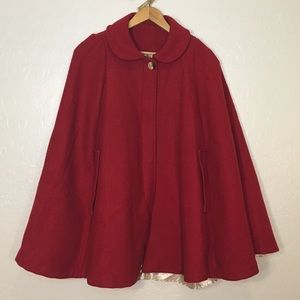 American Apparel Red Wool Cape Poncho